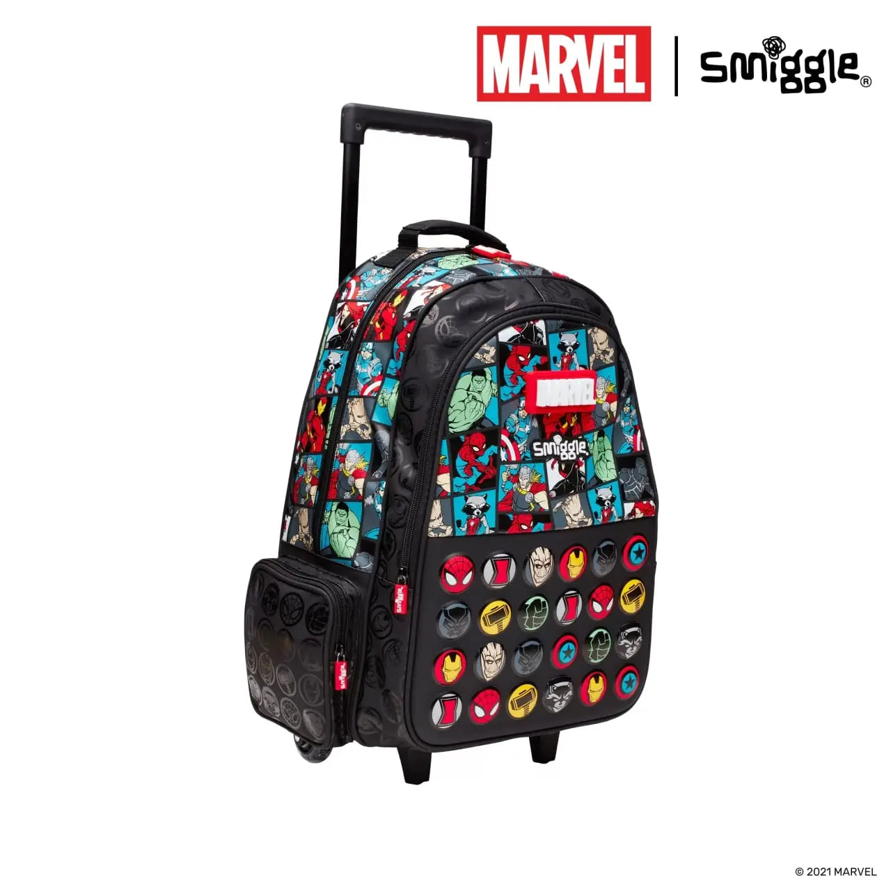 SMIGGLE MARVEL TROLLEY BACKPACK WITH LIGHT UP WHEELS SPARKLES