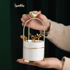 MODERN MARBLE CERAMIC SPARROW PLANTER SPARKLES