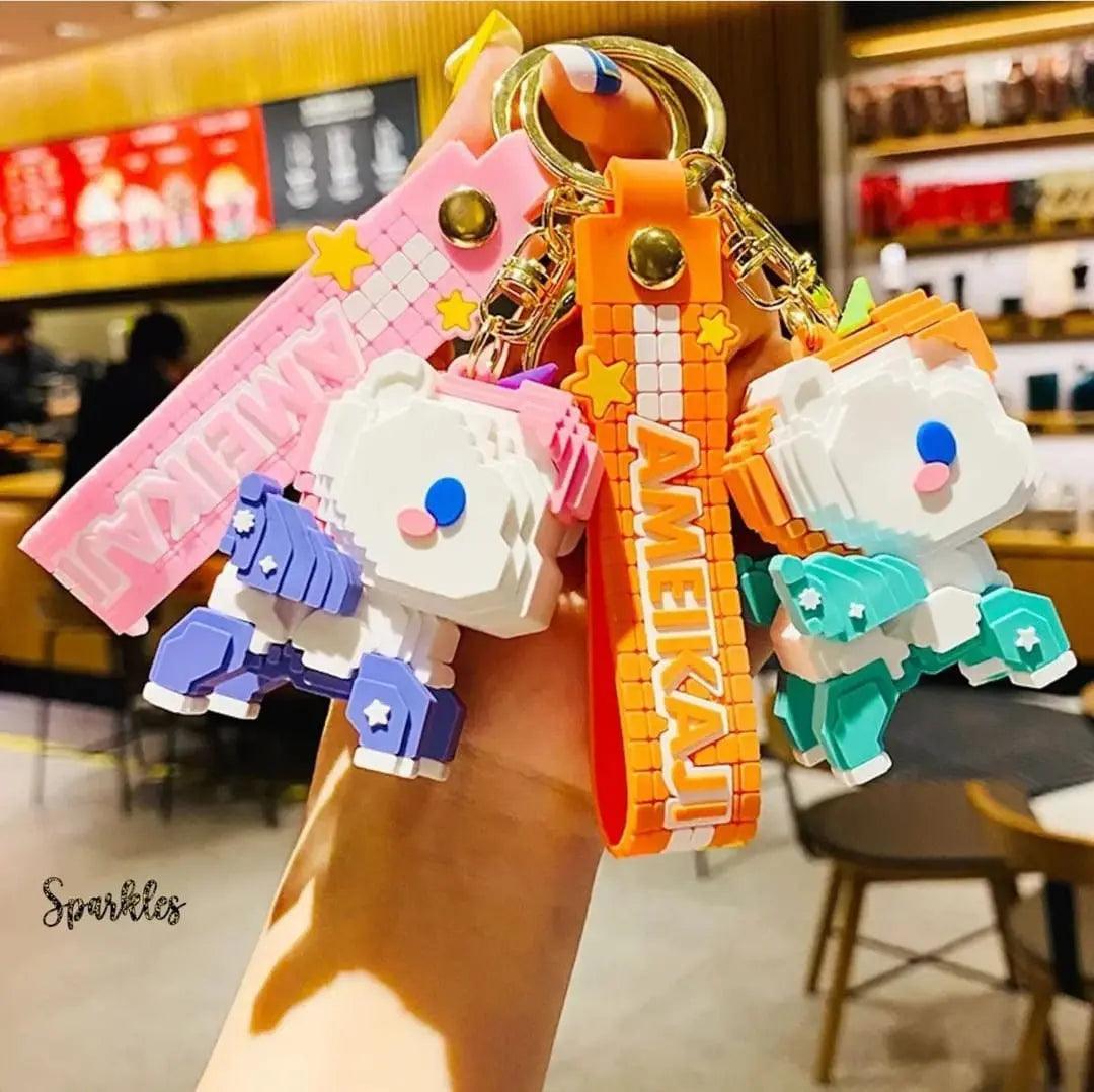 BUILDING BLOCK UNICORN KEYCHAIN SPARKLES