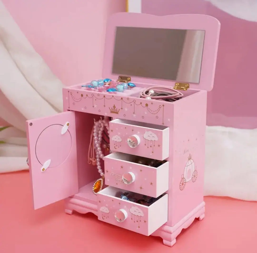 PINK WOODEN JEWELLERY VANITY SPARKLES