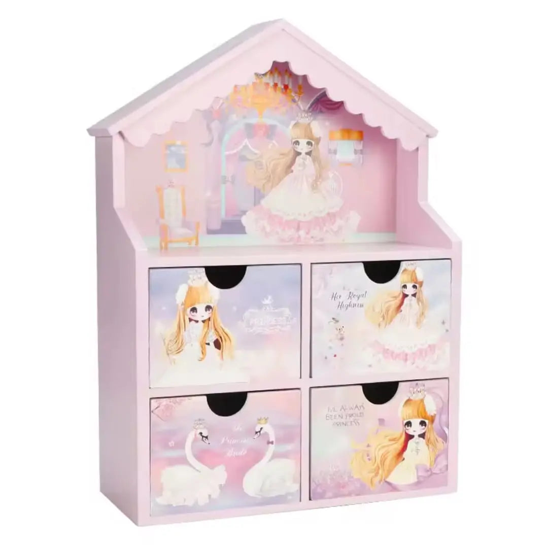 PINK WOODEN JEWELRY VANITY SPARKLES