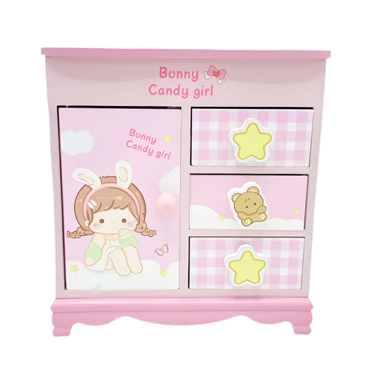 PINK WOODEN JEWELRY VANITY SPARKLES