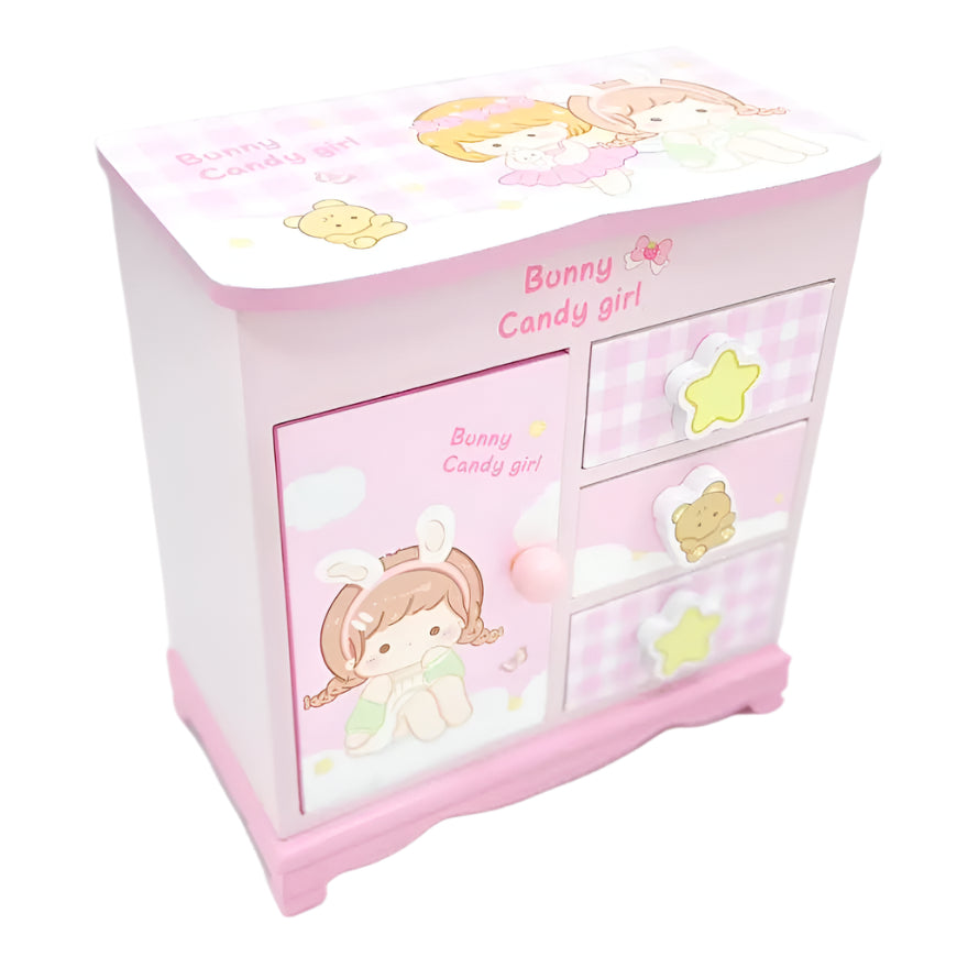 PINK WOODEN JEWELRY VANITY SPARKLES