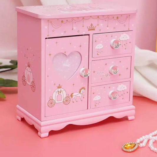PINK WOODEN JEWELLERY VANITY SPARKLES