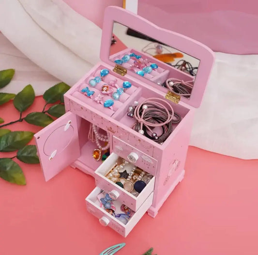 PINK WOODEN JEWELLERY VANITY SPARKLES