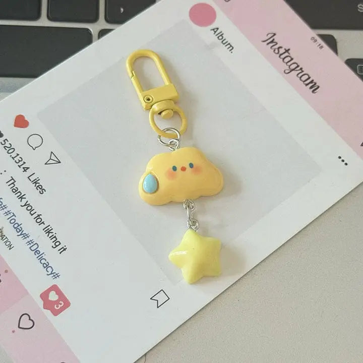 KAWAII SMILEY CLOUD KEYCHAIN SPARKLES