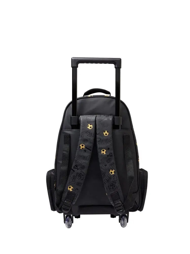FOOTBALL TROLLEY BACKPACK WITH LIGHT UP WHEELS SPARKLES