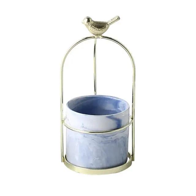 MODERN MARBLE CERAMIC SPARROW PLANTER SPARKLES