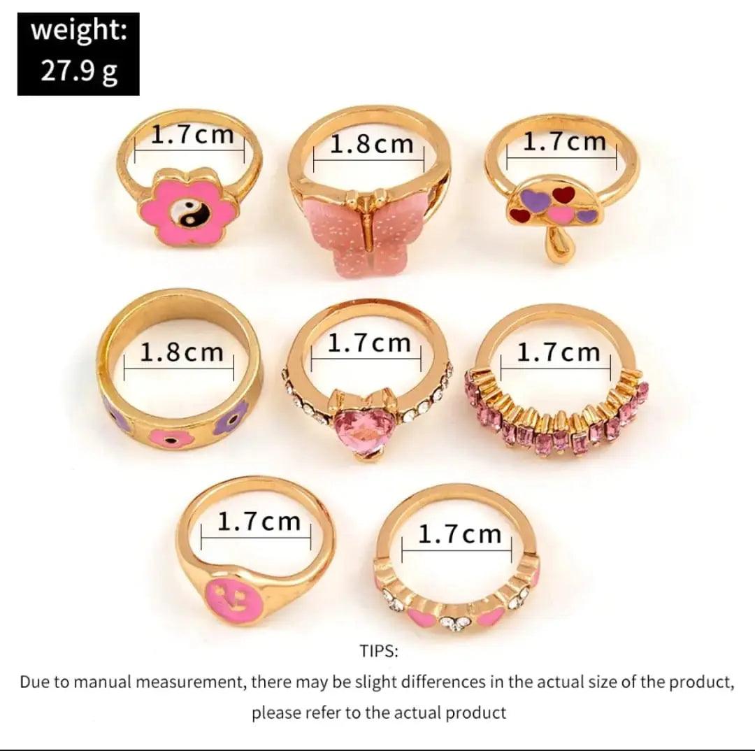 8 X LUXURIOUS DAINTY RINGS SET SPARKLES