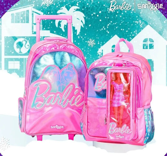 SMIGGLE BARBIE TROLLEY BACKPACK WITH LIGHT UP WHEELS SPARKLES