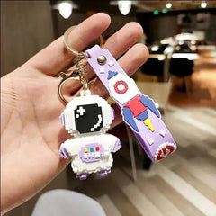 BUILDING BLOCK ASTRONAUT KEYCHAIN SPARKLES