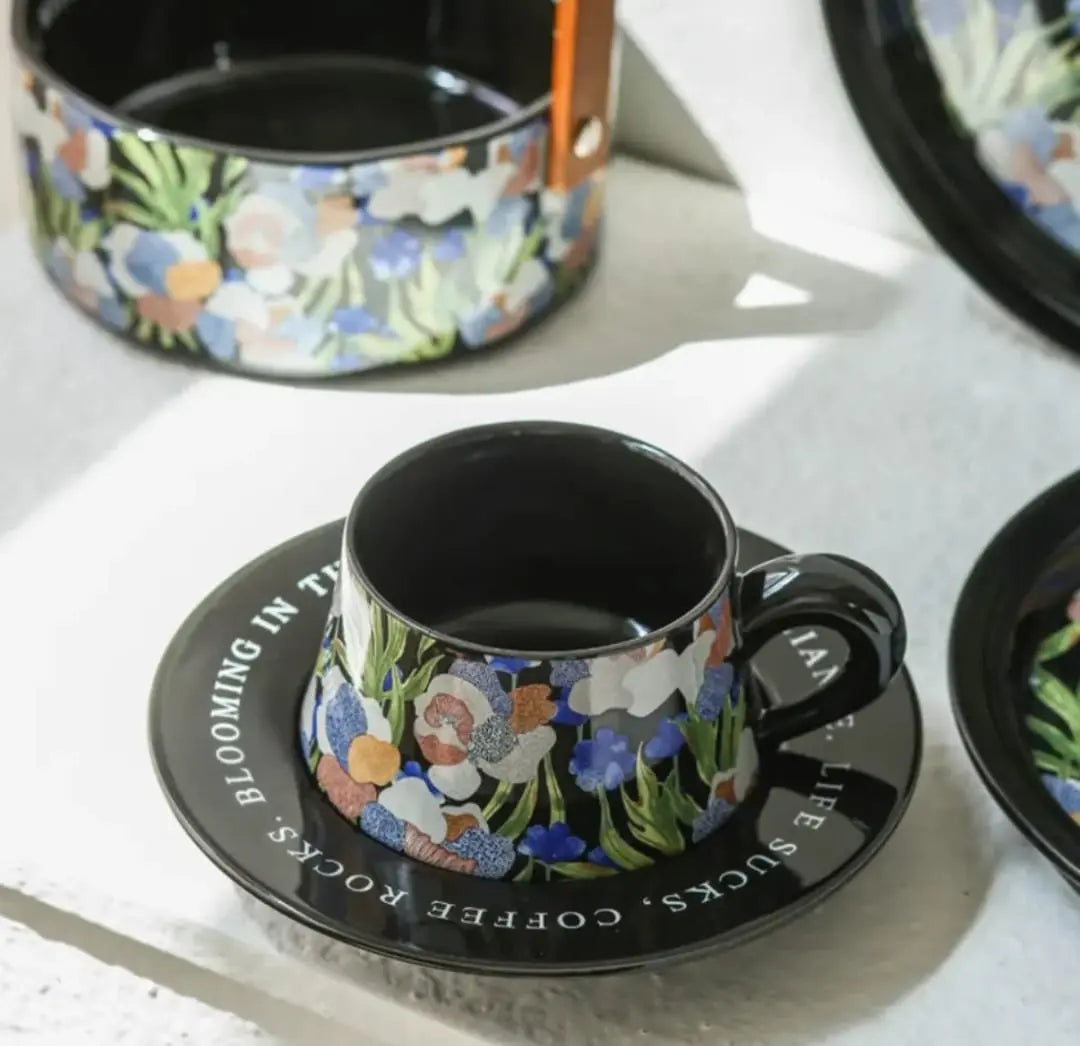 AESTHETIC FLORAL GARDEN CUP SET SPARKLES