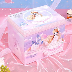 DANCING BALLERINA WOODEN JEWELLERY VANITY SPARKLES