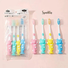 4 X BEAR TOOTH BRUSHES SET SPARKLES