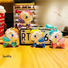 BUILDING BLOCK UNICORN KEYCHAIN SPARKLES