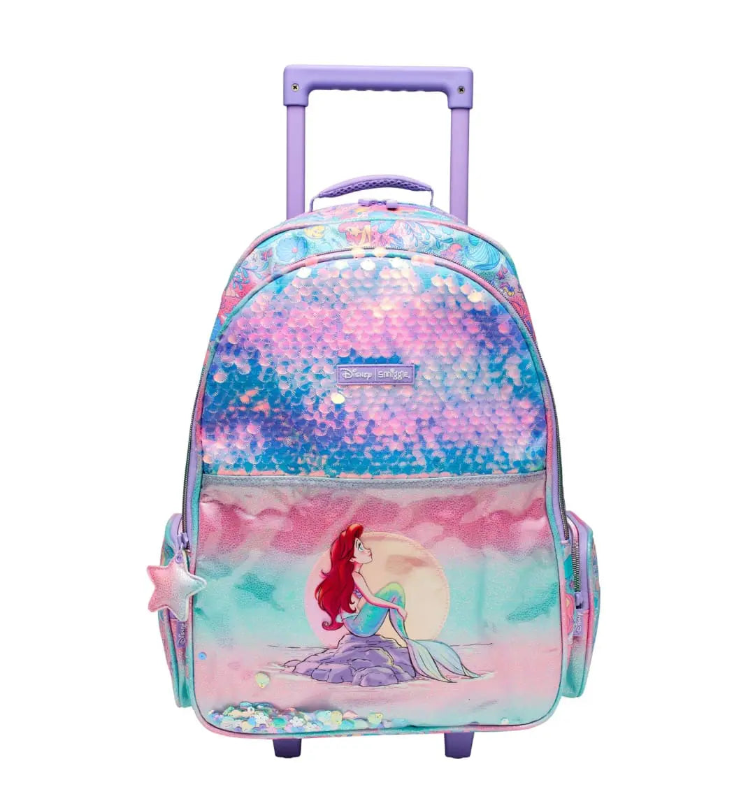 SMIGGLE MERMAID TROLLEY BACKPACK WITH LIGHT UP WHEELS SPARKLES