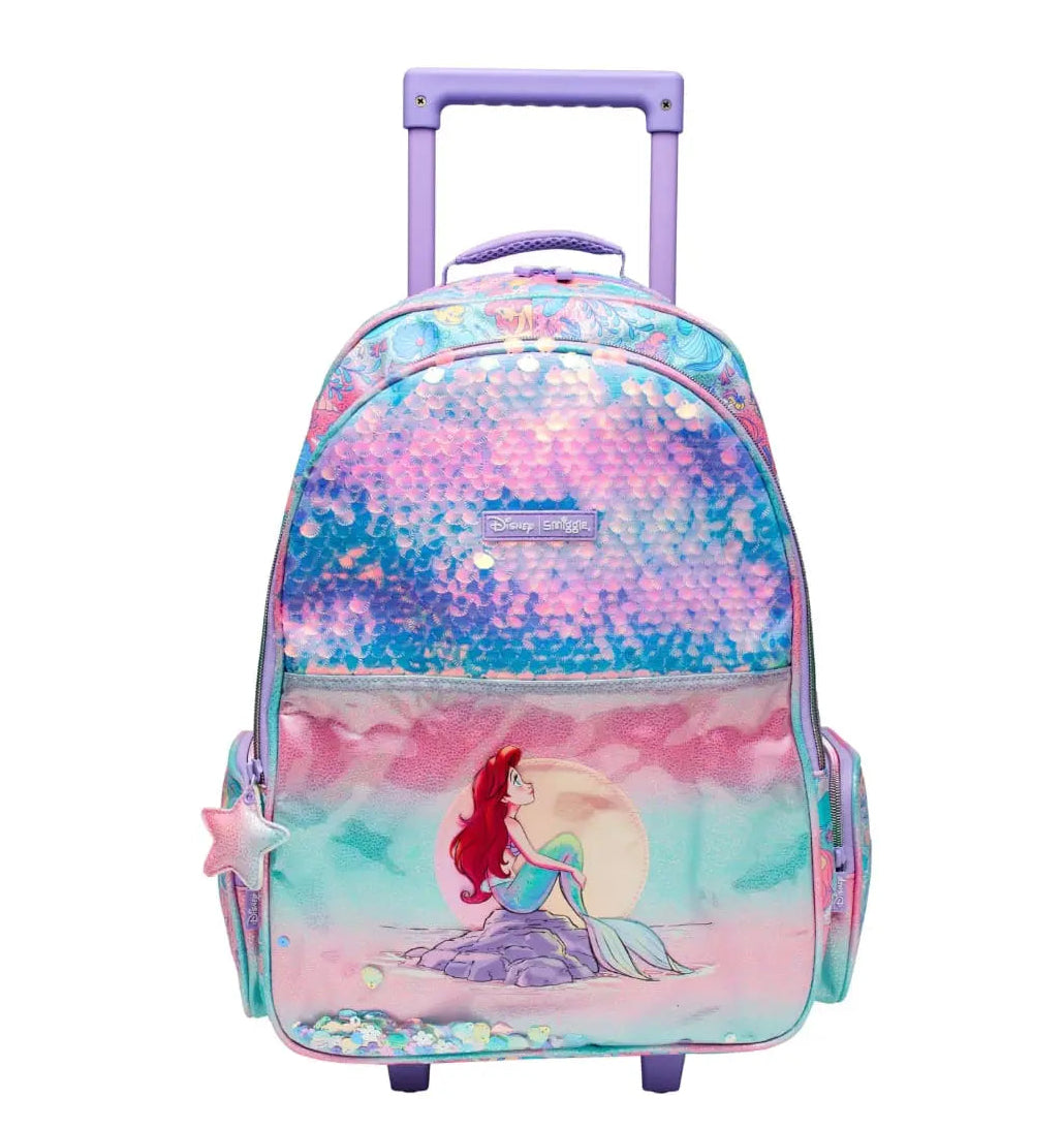 SMIGGLE MERMAID TROLLEY BACKPACK WITH LIGHT UP WHEELS SPARKLES