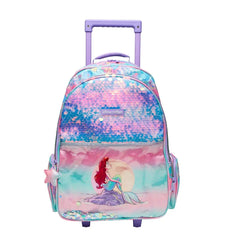SMIGGLE MERMAID TROLLEY BACKPACK WITH LIGHT UP WHEELS SPARKLES