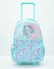SMIGGLE SEAHORSE TROLLEY BACKPACK WITH LIGHT UP WHEELS SPARKLES