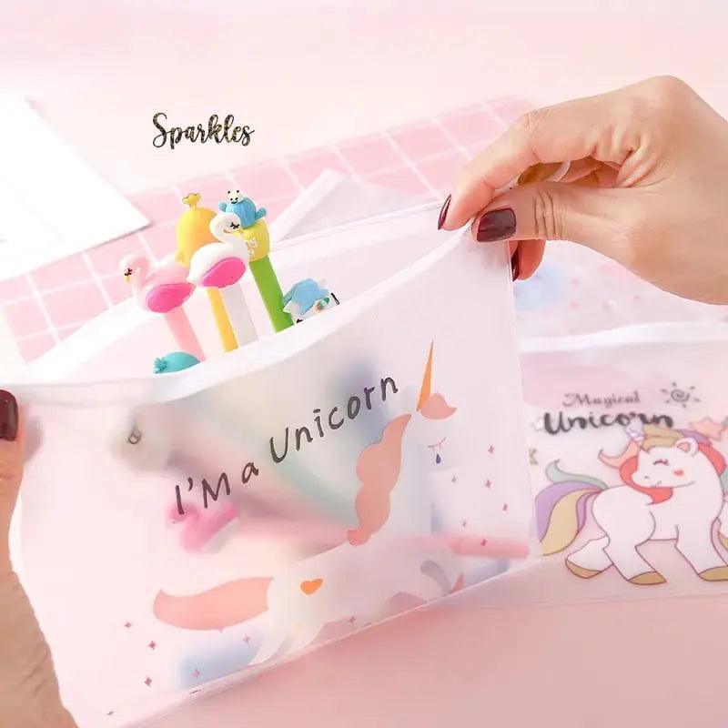TRENDY TRANSLUCENT UNICORN POUCH SPARKLES