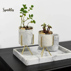 MODERN MARBLE CERAMIC POT PLANTER SPARKLES