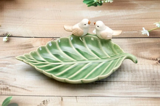 BIRD ON A LEAF TRAY SPARKLES