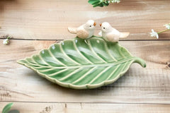 BIRD ON A LEAF TRAY SPARKLES