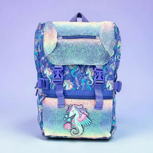 SHIMMERY SEAHORSE FLAP OVER BACKPACK