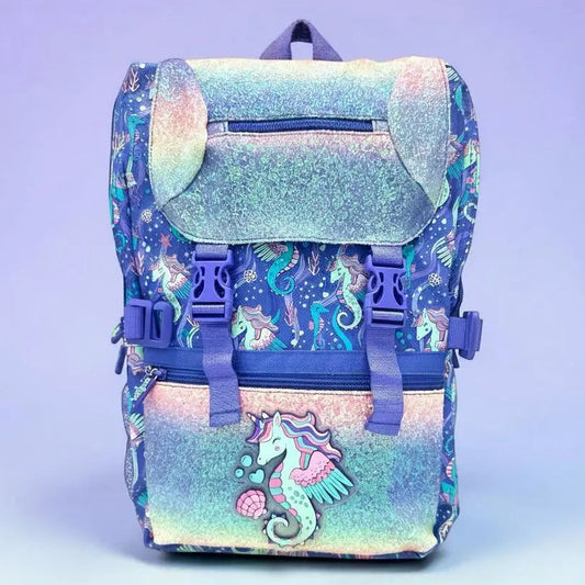 SHIMMERY SEAHORSE FLAP OVER BACKPACK