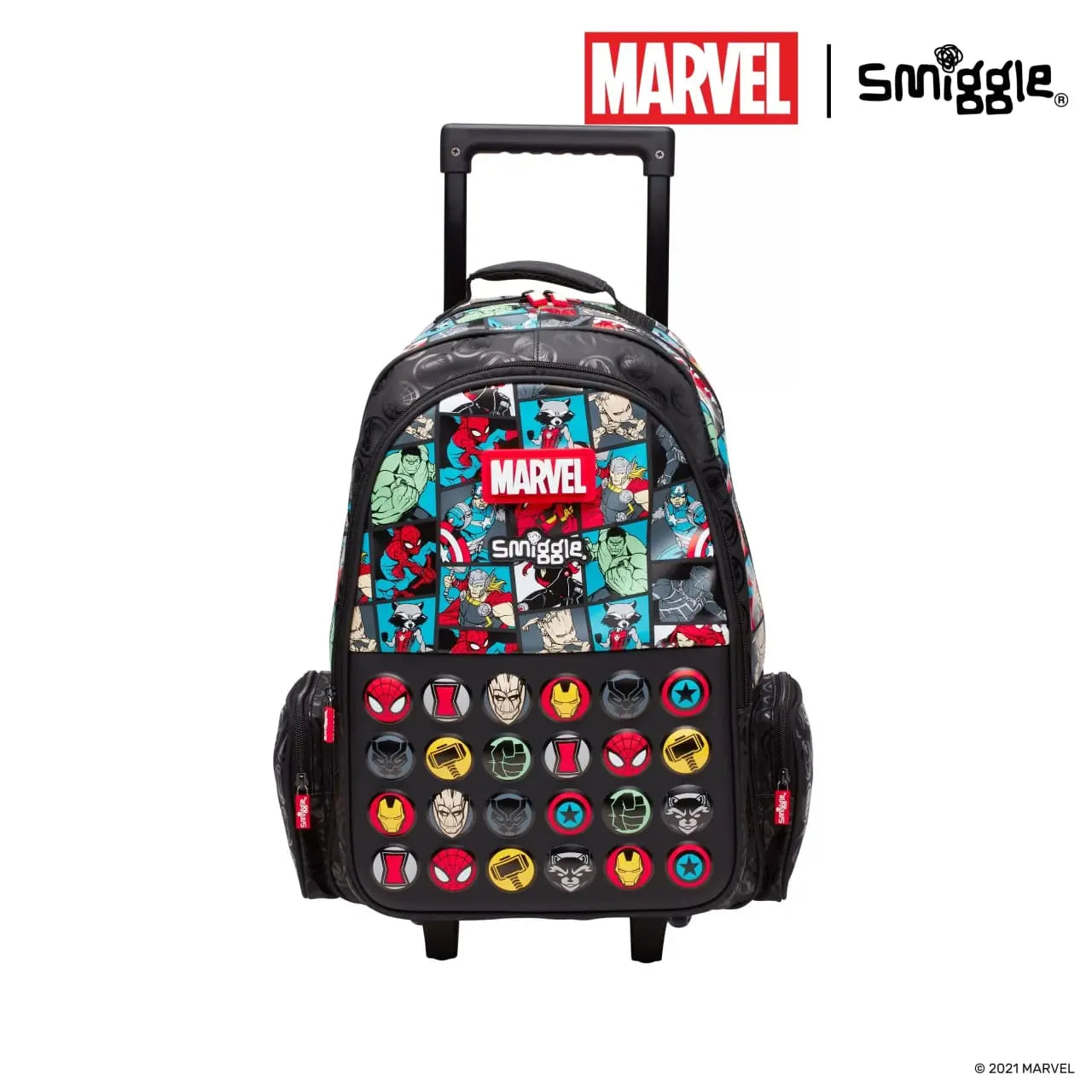 SMIGGLE MARVEL TROLLEY BACKPACK WITH LIGHT UP WHEELS SPARKLES
