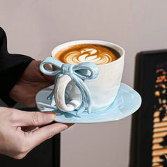 TRENDING GLOSSY BOW MUG WITH SAUCER - Sparkles