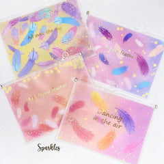 GLITTERY FEATHER FOLDER SPARKLES