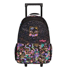 SMIGGLE BLACK CAT TROLLEY BACKPACK WITH LIGHT UP WHEELS SPARKLES