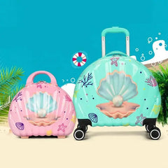 BEAUTIFUL SHELL LUGGAGE BAG SET SPARKLES