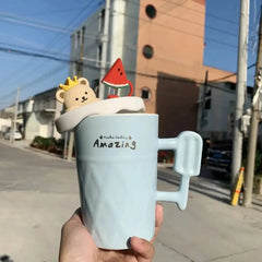 PASTEL BEAR LID WITH STRAW MUG SPARKLES