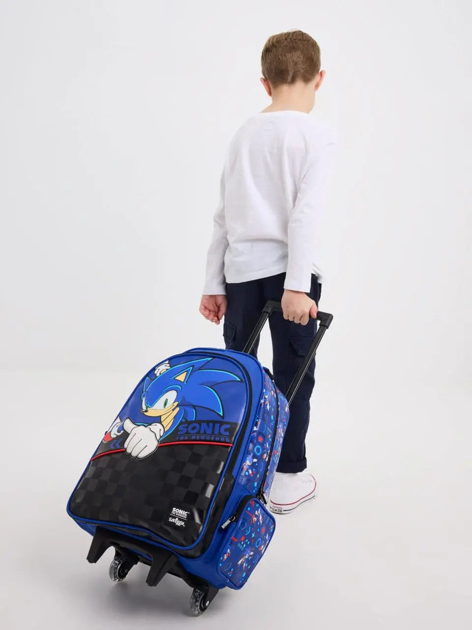 SMIGGLE SONIC TROLLEY BACKPACK WITH LIGHT UP WHEELS SPARKLES