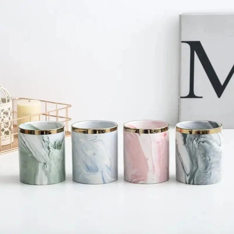 MODERN MARBLE CERAMIC POT PLANTER SPARKLES