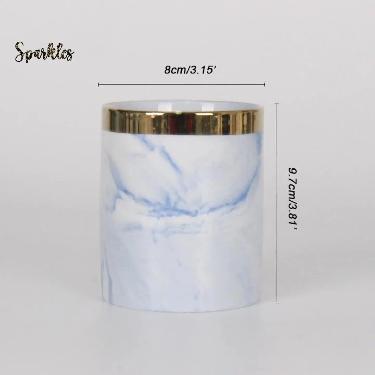 MODERN MARBLE CERAMIC POT PLANTER SPARKLES