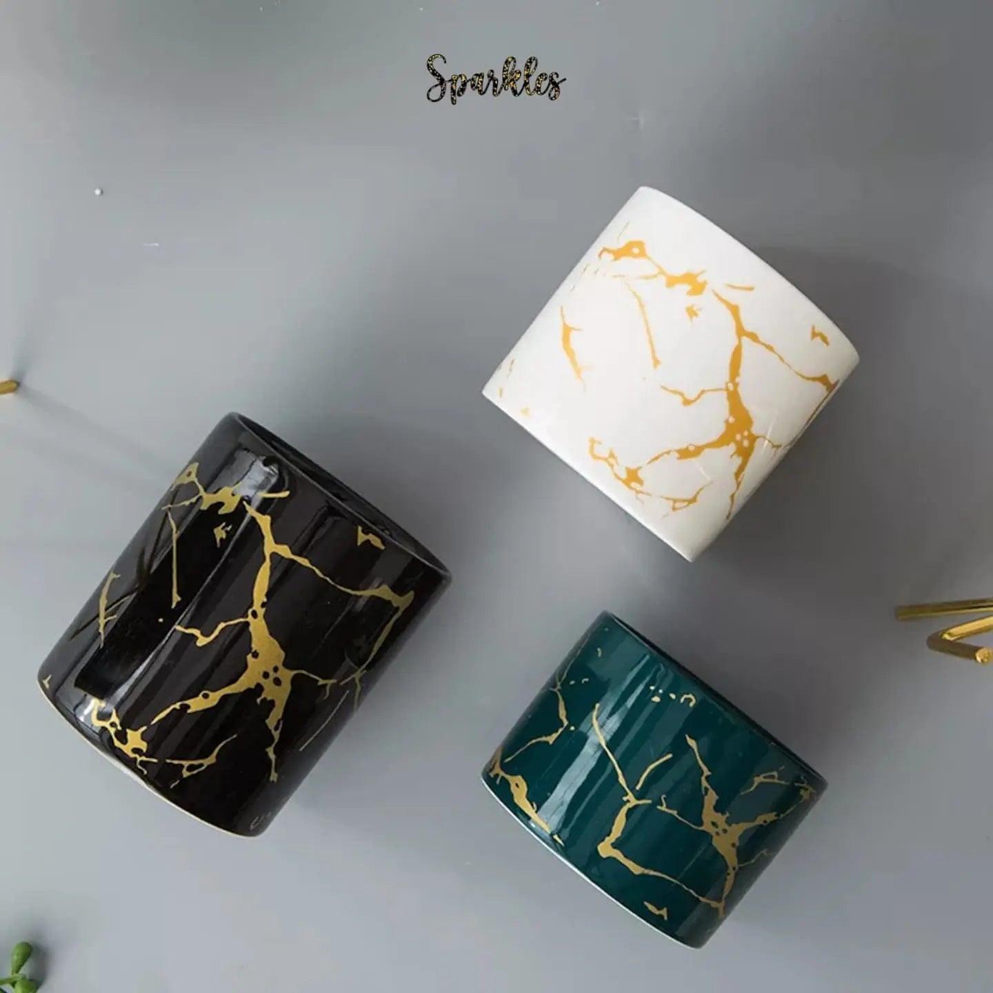 MODERN GLOSSY CERAMIC POT PLANTER SPARKLES