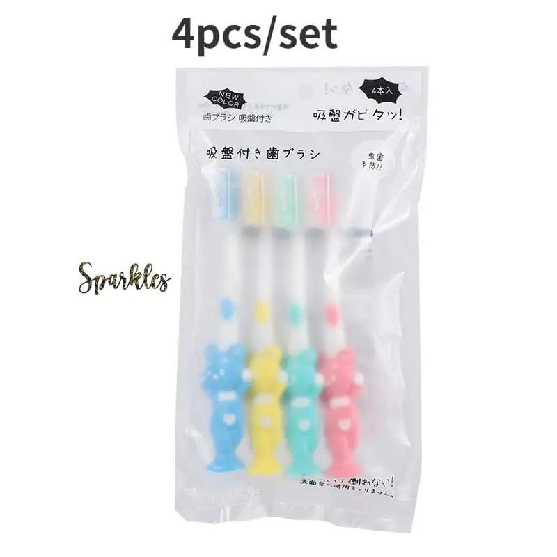 4 X BEAR TOOTH BRUSHES SET SPARKLES