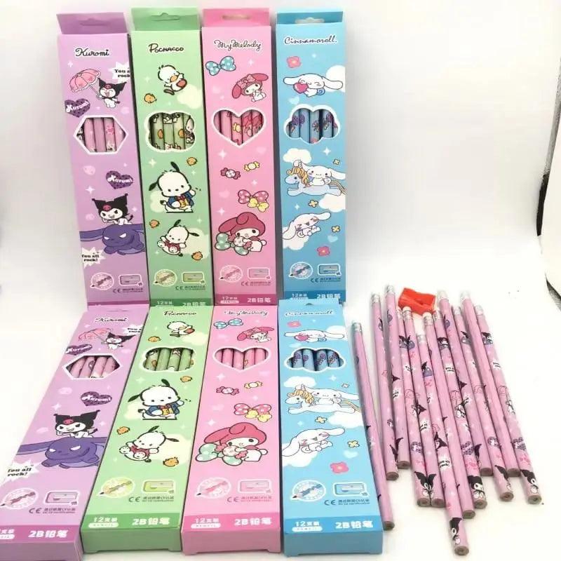 ADORABLE 12 PENCILS SET SPARKLES