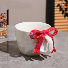 TRENDING GLOSSY BOW MUG WITH SAUCER - Sparkles