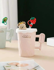 PASTEL BEAR LID WITH STRAW MUG SPARKLES