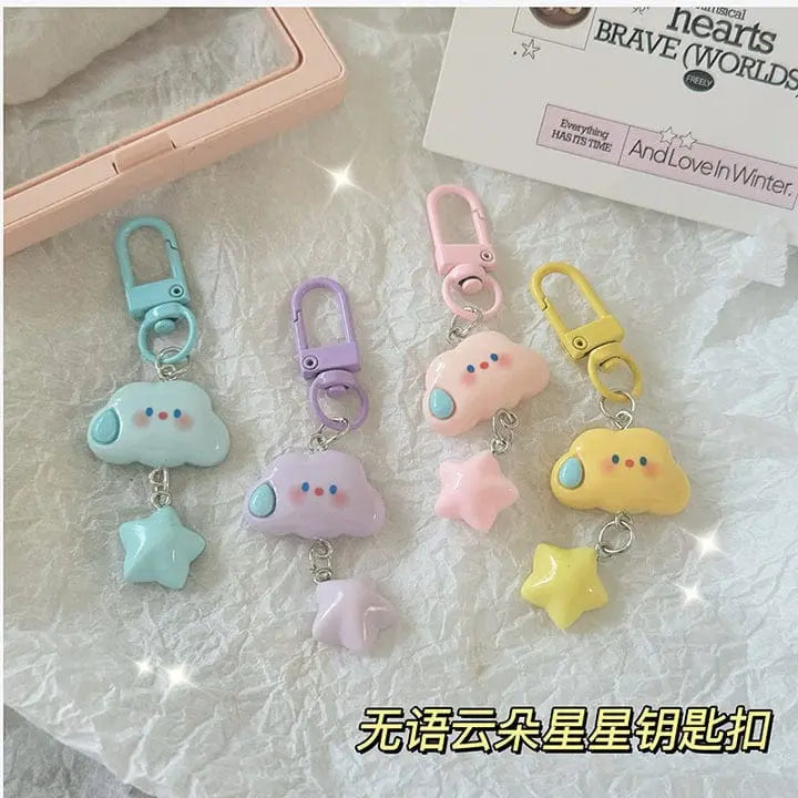KAWAII SMILEY CLOUD KEYCHAIN SPARKLES