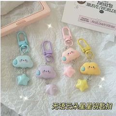 KAWAII SMILEY CLOUD KEYCHAIN SPARKLES