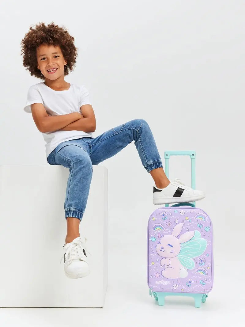 SMIGGLE TRAVEL LUGGAGE TROLLEY - PURPLE FAIRY BUNNY SPARKLES