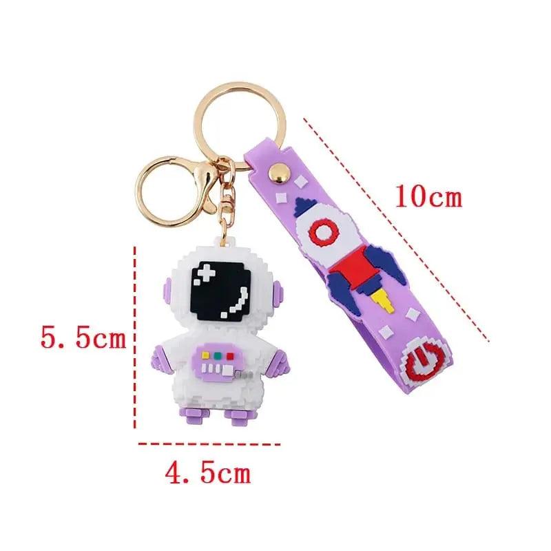 BUILDING BLOCK ASTRONAUT KEYCHAIN SPARKLES