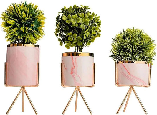 MODERN MARBLE CERAMIC POT PLANTER SPARKLES