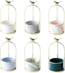 MODERN MARBLE CERAMIC SPARROW PLANTER SPARKLES