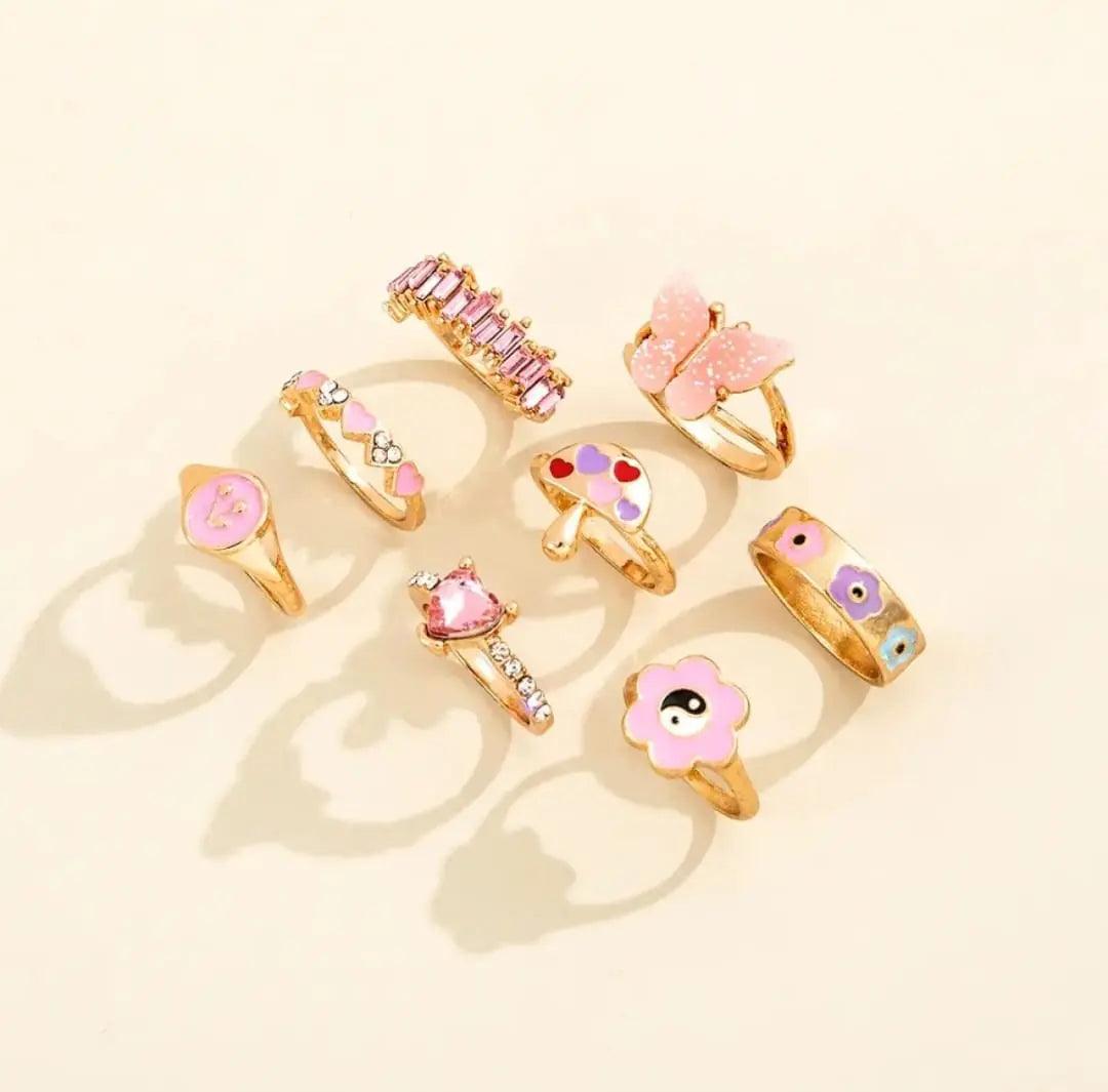 8 X LUXURIOUS DAINTY RINGS SET SPARKLES